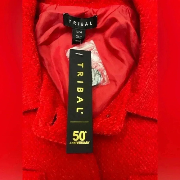 Tribal Jacket Poppy Red Boutique Brand Classic Preppy Lined Button Closure NWT - Picture 3 of 16